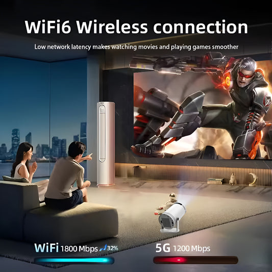 Whizzhop™ 4K Smart-Projektor mit WiFi 6 & Bluetooth 5.0, Full HD 1080P Heimkino-Projektor für Innen- und Außenanwendungen