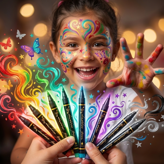 Whizzhop™ Safe Temporary Tattoo Pens – DIY Face Paint Markers for Skin Drawing