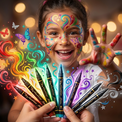 Whizzhop™ Safe Temporary Tattoo Pens – DIY Face Paint Markers for Skin Drawing