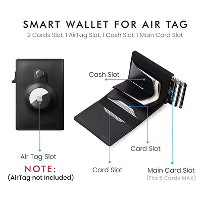 Whizzhop™ RFID Blocking Slim Card Wallet with Air Tag Positioning Slot