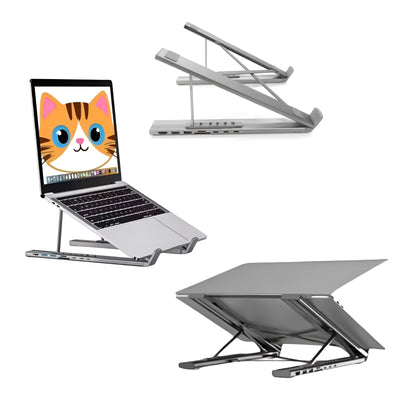 Whizzhop™ Aluminium 8 in 1 USB C Dock Laptop Stand Foldable with Docking Station Hub