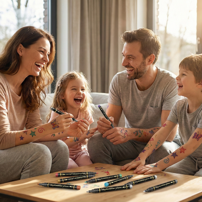 Whizzhop™ Safe Temporary Tattoo Pens – DIY Face Paint Markers for Skin Drawing