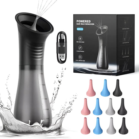 Whizzhop™ Water Powered Ear Cleaner with 11 Tips and 3 Pressure Setting for Clean
