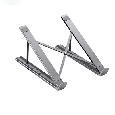 Whizzhop™ Aluminium 8 in 1 USB C Dock Laptop Stand Foldable with Docking Station Hub