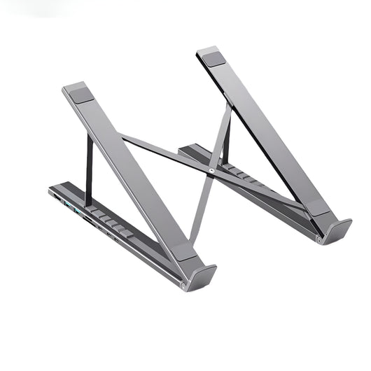 Whizzhop™ Aluminium 8 in 1 USB C Dock Laptop Stand Foldable with Docking Station Hub