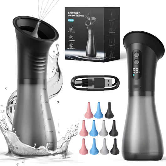 Whizzhop™ Water Powered Ear Cleaner with 11 Tips and 3 Pressure Setting for Clean