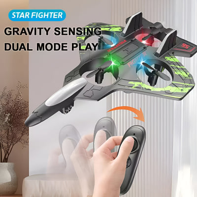 Avion de chasse télécommandé Whizzhop™ à 360° Flip – Planeur en mousse RC 2,4 GHz avec lumières LED et fonctions de voltige