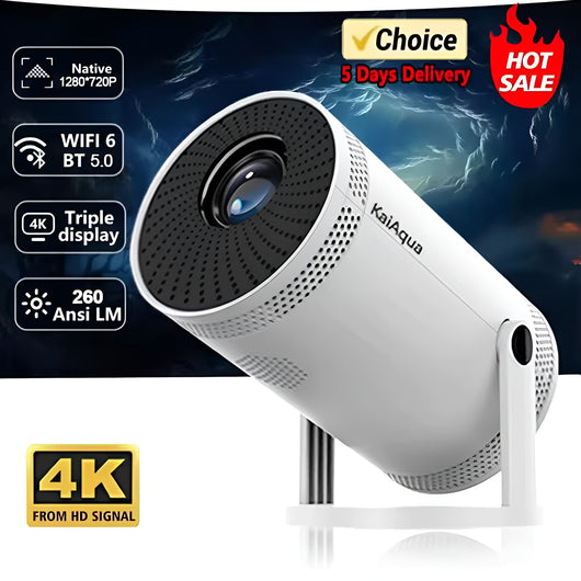 Whizzhop™ 4K Smart Projector with WiFi 6 & Bluetooth 5.0, Full HD 1080P Home Cinema Projector for Indoor & Outdoor Viewing