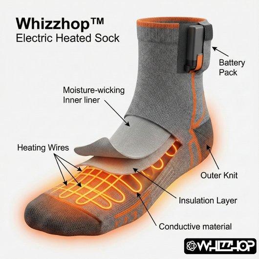 Whizzhop™ Electric Heated Socks for Men & Women – Rechargeable, Hiking & Cold Weather